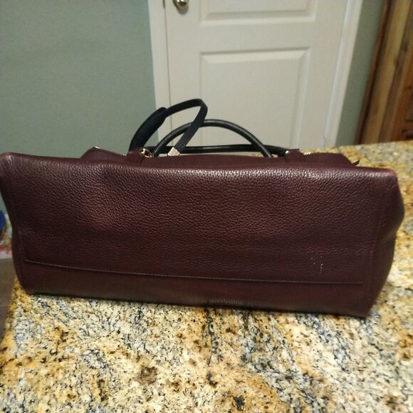 COACH 28160 BOROUGH Pebbled Oxblood Leather Satchel Handbag Rare Retired - Picture 6 of 12